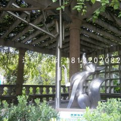 不銹鋼狐貍雕塑，動(dòng)物雕塑