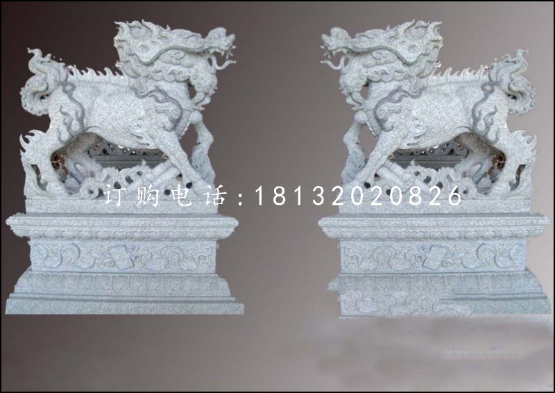 花崗巖麒麟雕塑，神獸石雕