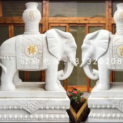 漢白玉大象，吉祥大象石雕
