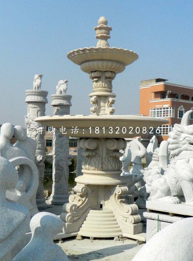 歐式噴泉石雕，廣場景觀雕塑