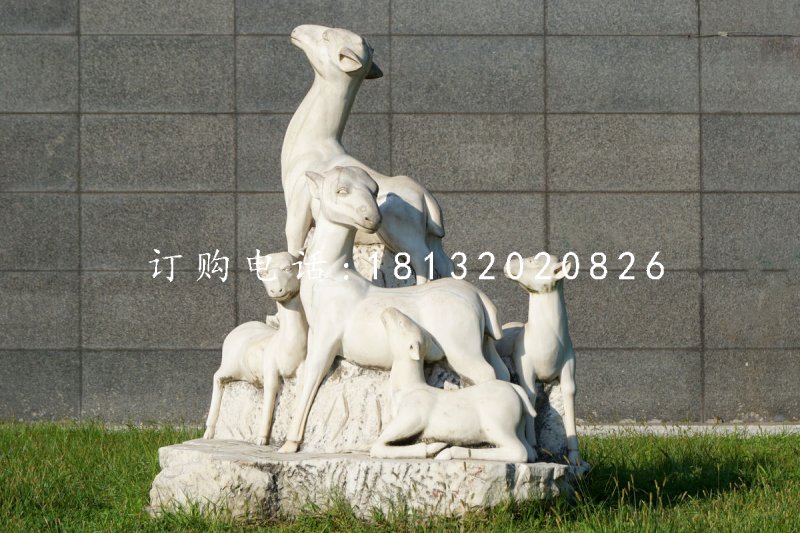 小羊石雕，公園動物石雕