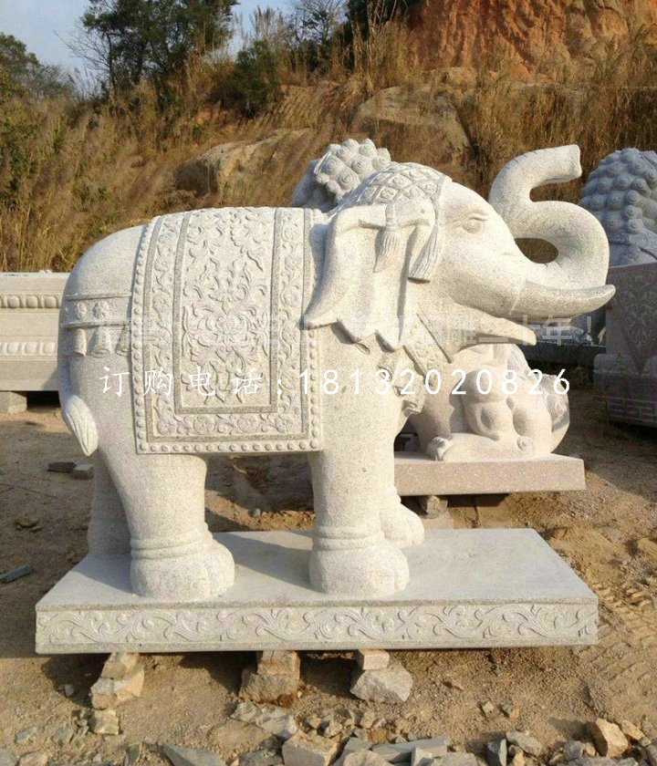 大象石雕，大理石動物雕塑