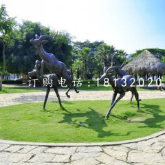 羚羊銅雕，公園動物銅雕