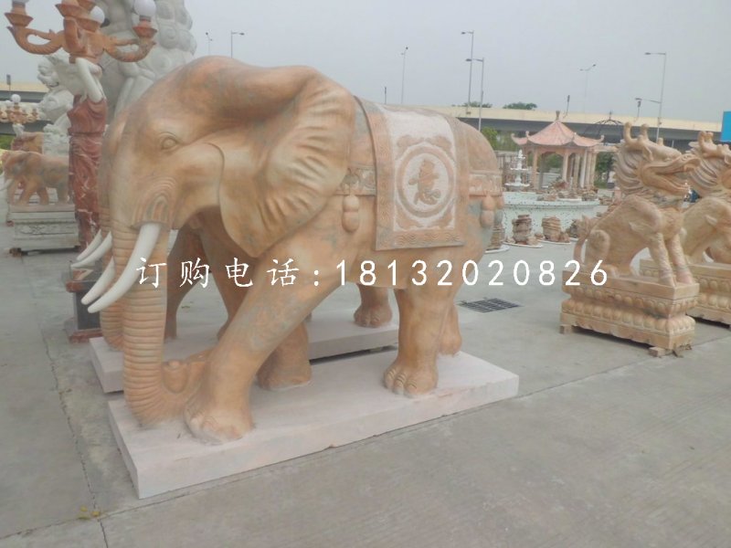 如意象石雕，晚霞紅動物雕塑