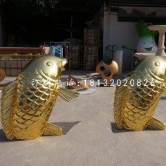 金色鯉魚雕塑，玻璃鋼仿真動物