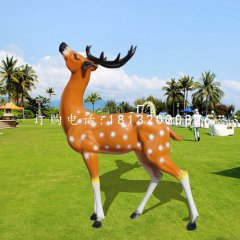 玻璃鋼仿真梅花鹿，玻璃鋼動物雕塑