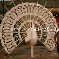不銹鋼孔雀開屏雕塑，不銹鋼抽象動物雕塑
