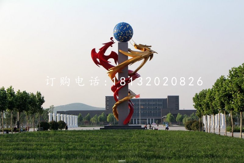 不銹鋼雙龍戲珠雕塑,廣場不銹鋼雕塑