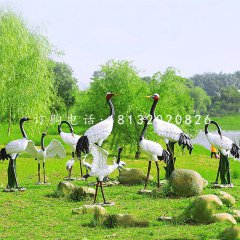 玻璃鋼丹頂鶴，仿真動物雕塑，公園景觀雕塑
