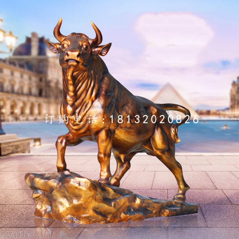玻璃鋼仿銅牛，廣場景觀雕塑 (5)