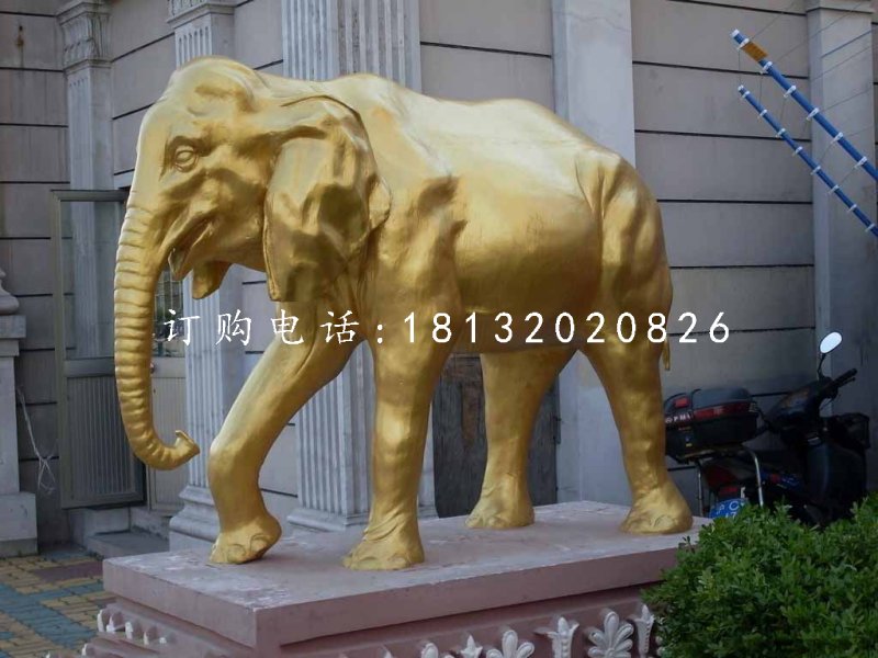 玻璃鋼仿銅大象，門口大象雕塑