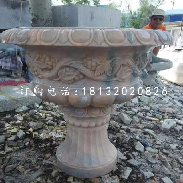 花缽石雕 晚霞紅歐式花盆