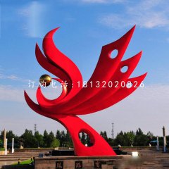 不銹鋼鳳舞九天雕塑，抽象鳳凰雕塑