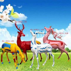 玻璃鋼彩繪鹿，公園小鹿擺件