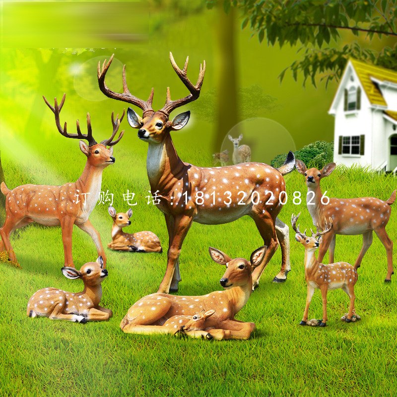 公園仿真梅花鹿擺件，玻璃鋼動(dòng)物雕塑 (3).jpg