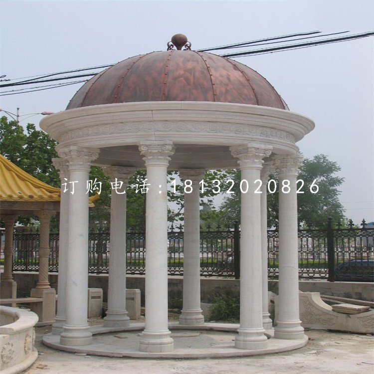 別墅區涼亭石雕，歐式圓頂石涼亭