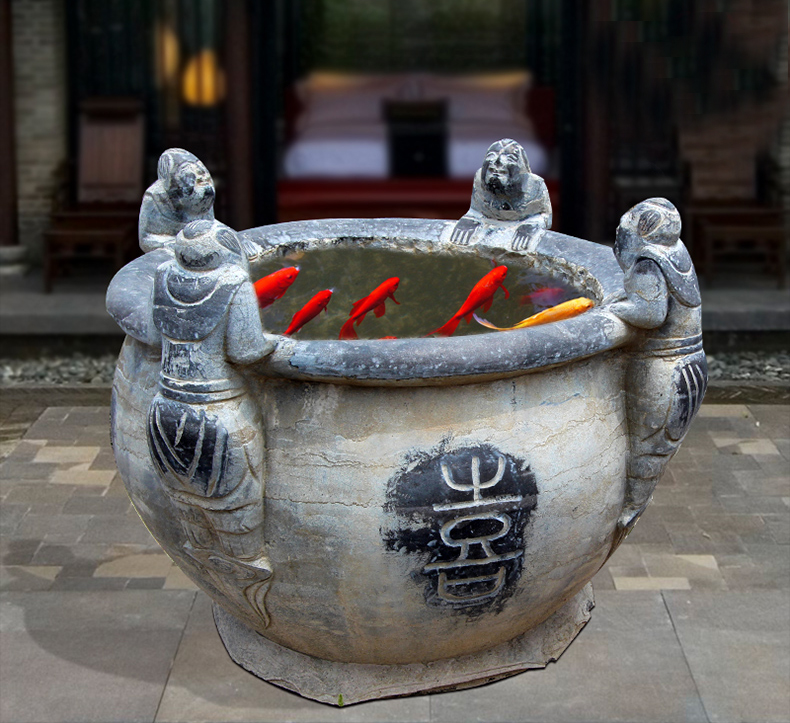 仿古魚缸，石雕魚缸