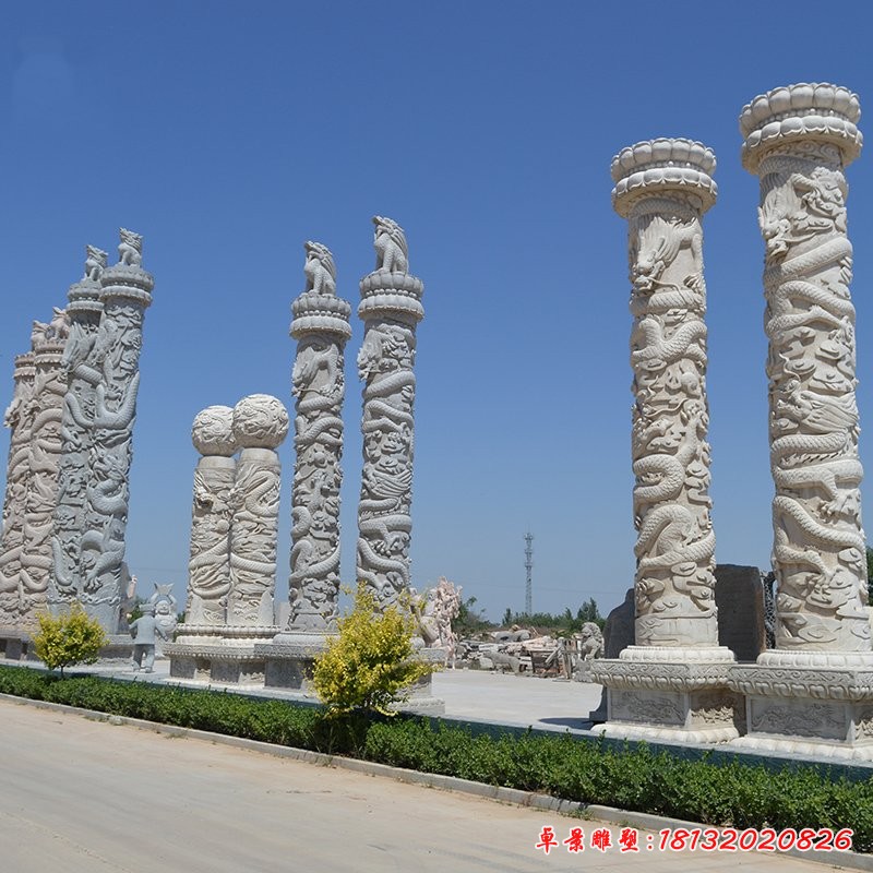 龍柱石雕，廣場石雕柱子
