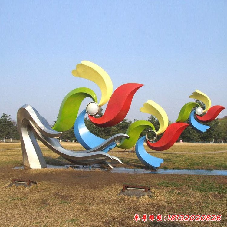 不銹鋼七彩風車雕塑校園景觀不銹鋼雕塑