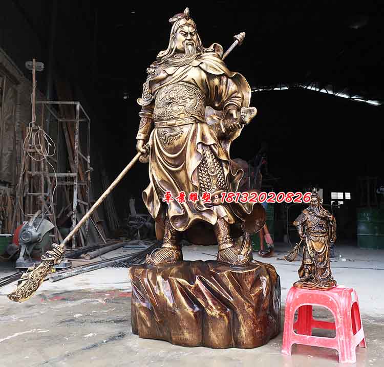 關二爺雕塑，玻璃鋼仿銅關公