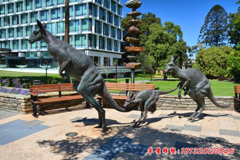 跳躍的袋鼠銅雕，小區(qū)景觀銅雕[1][1]