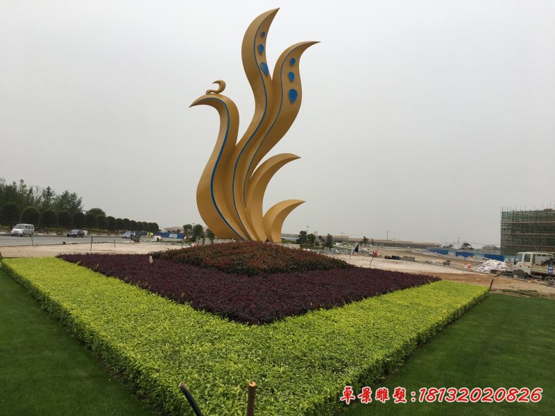 不銹鋼抽象鳳凰雕塑，大型廣場雕塑 (1)[1]