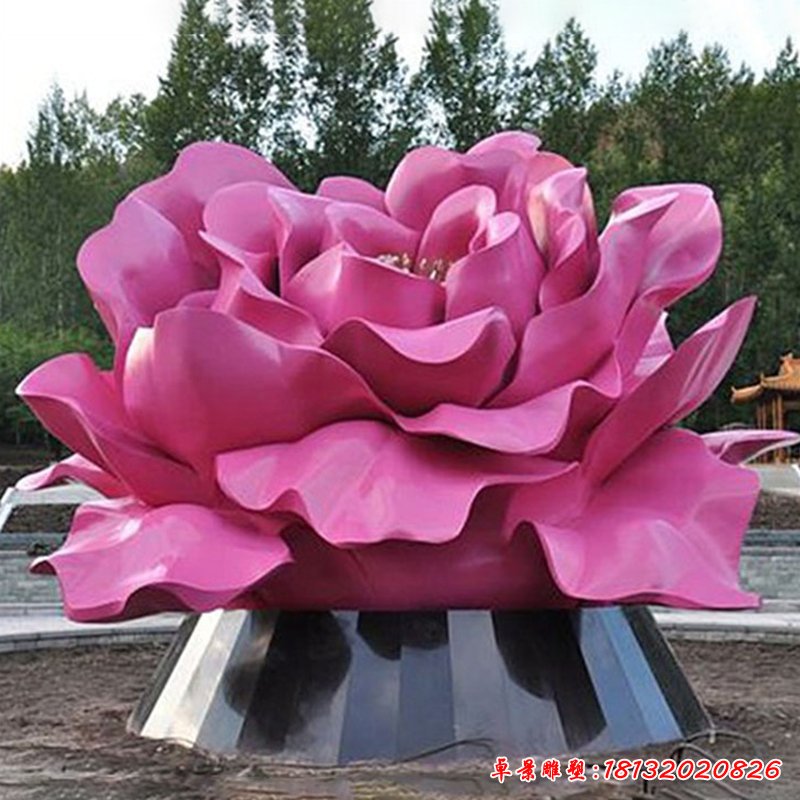 不銹鋼花朵雕塑，公園景觀擺件 (2)