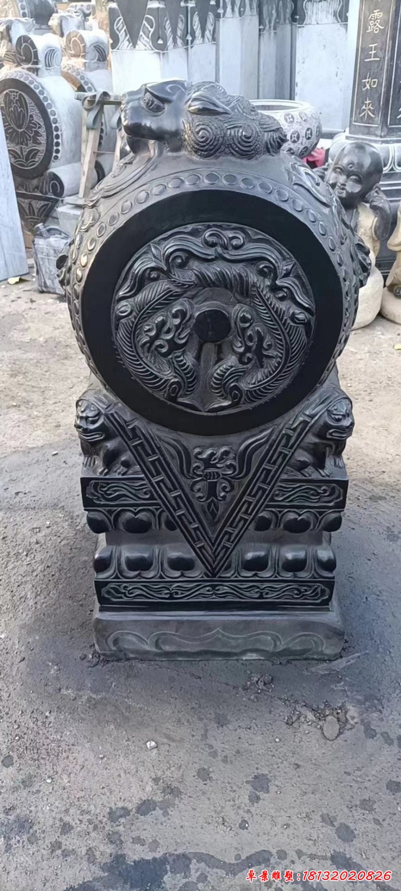 青石招財金蟾抱鼓石