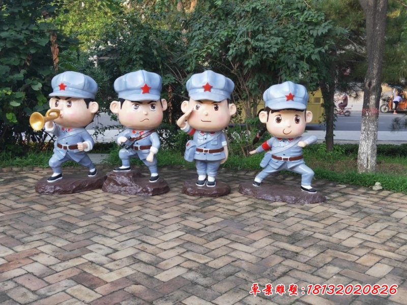 玻璃鋼卡通解放軍雕塑