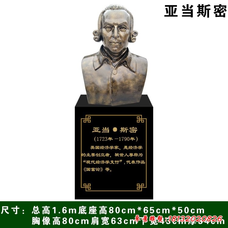 西方經(jīng)濟學家亞當斯密胸像銅雕