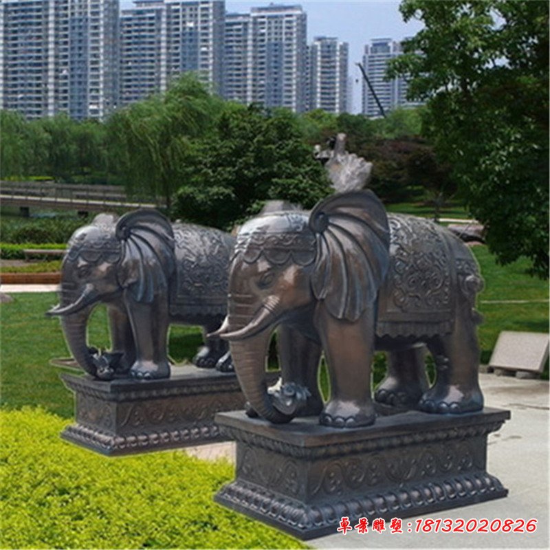 招財門口大象銅雕