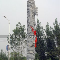 石雕龍柱，大理石龍柱雕塑
