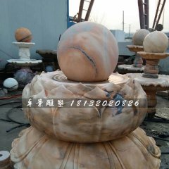 風水球石雕，晚霞紅風水球