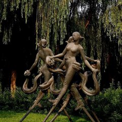 踩高蹺表演銅雕，公園景觀銅雕