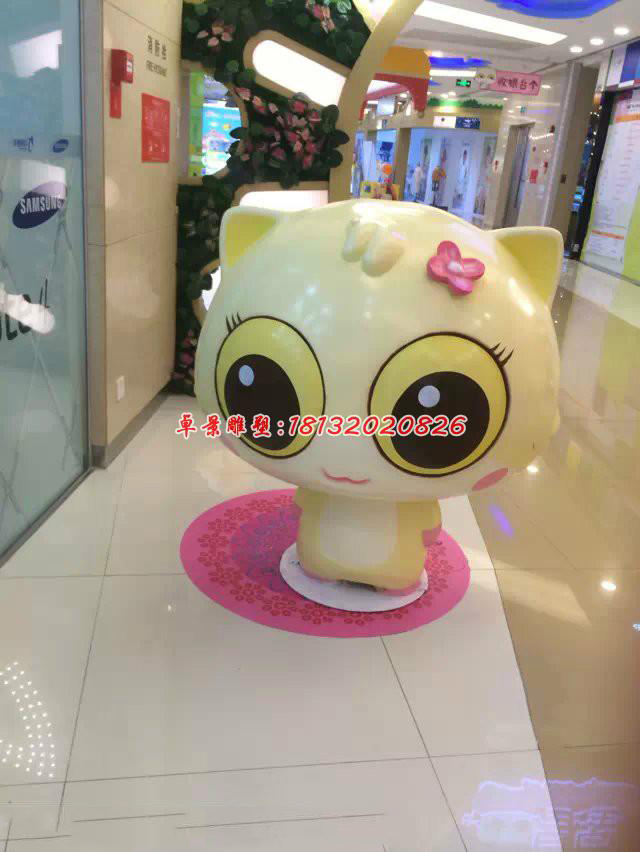 玻璃鋼大眼貓雕塑，玻璃鋼卡通雕塑