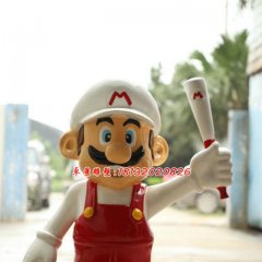 玻璃鋼瑪麗奧雕塑，卡通人物雕塑