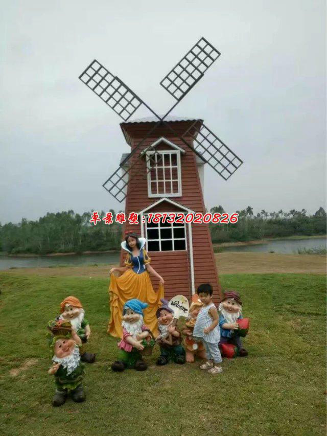 玻璃鋼風(fēng)車(chē)雕塑，玻璃鋼卡通人物雕塑