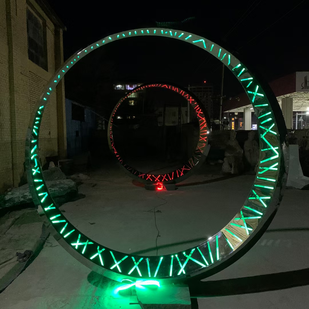 不銹鋼發光月亮雕塑