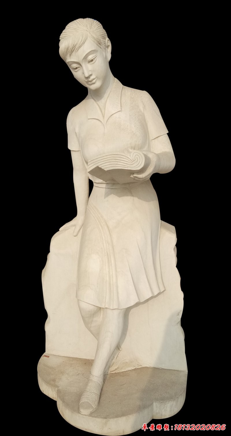 學(xué)校看書人物石雕