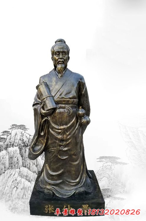 玻璃鋼仿銅古代名醫張仲景雕塑