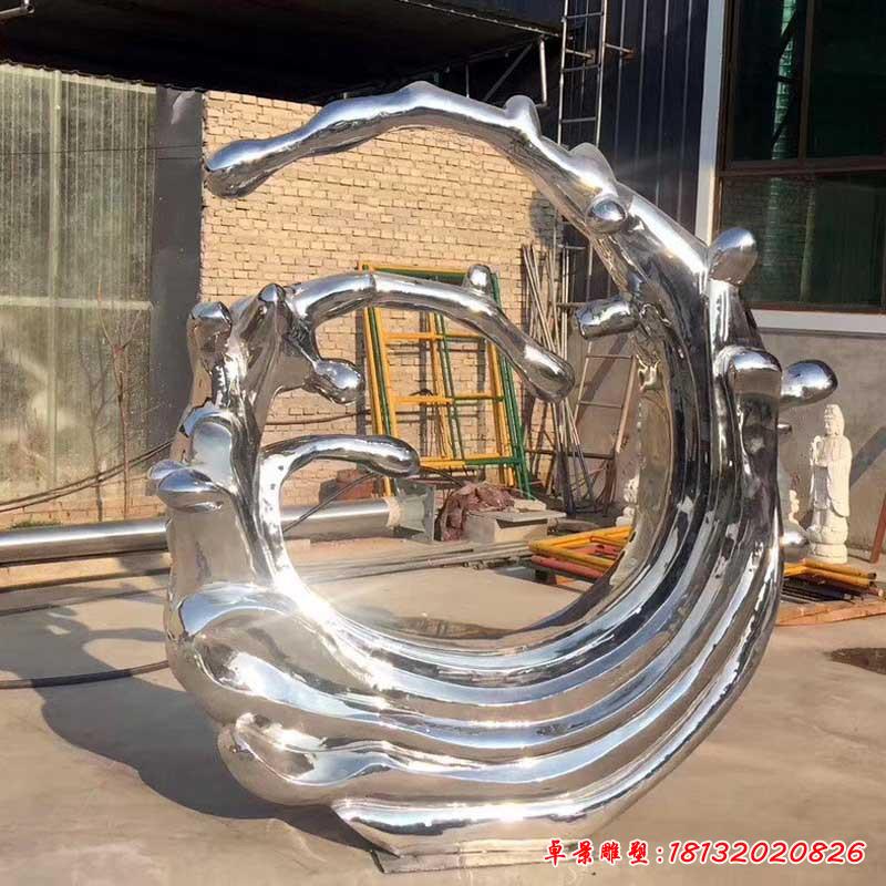 不銹鋼企業景觀海浪雕塑