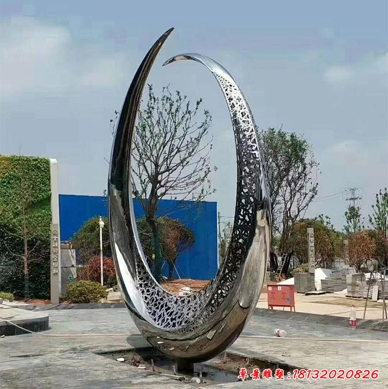 不銹鋼小區景觀圓環雕塑