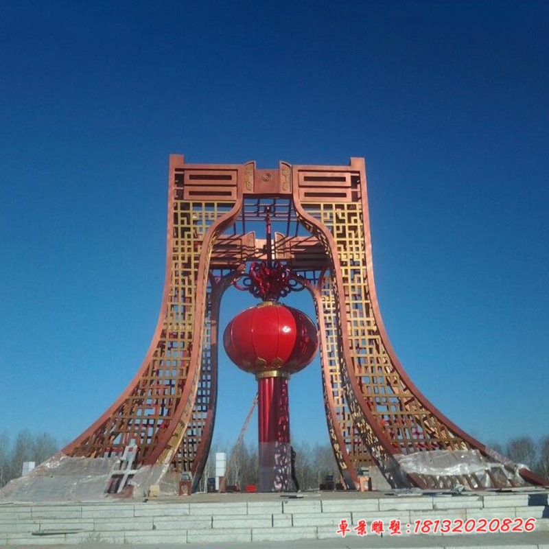 廣場燈籠不銹鋼雕塑