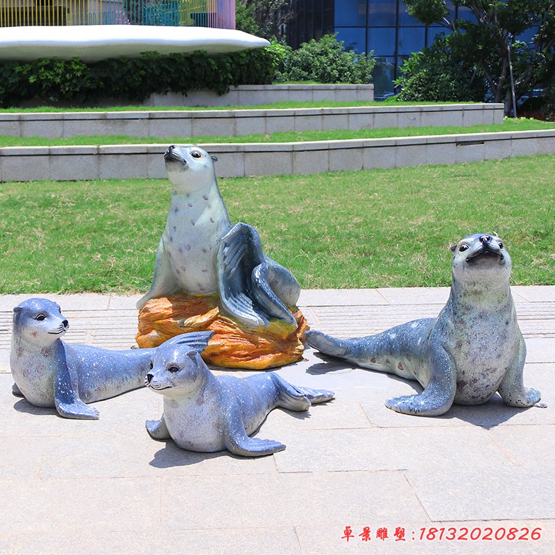 玻璃鋼仿真海豹動物雕塑