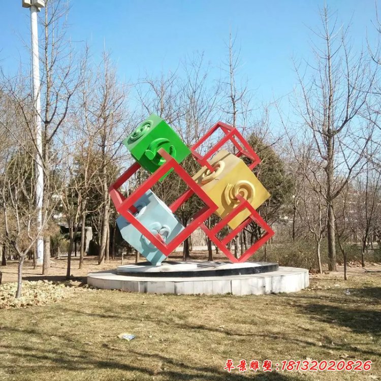 彩繪方框不銹鋼雕塑