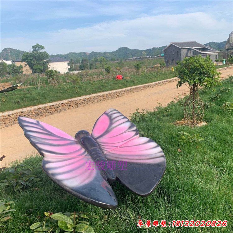 街邊玻璃鋼蝴蝶動物雕塑