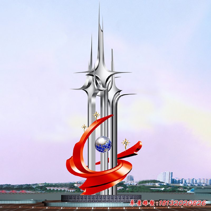 齊心協力不銹鋼雕塑，不銹鋼企業雕塑