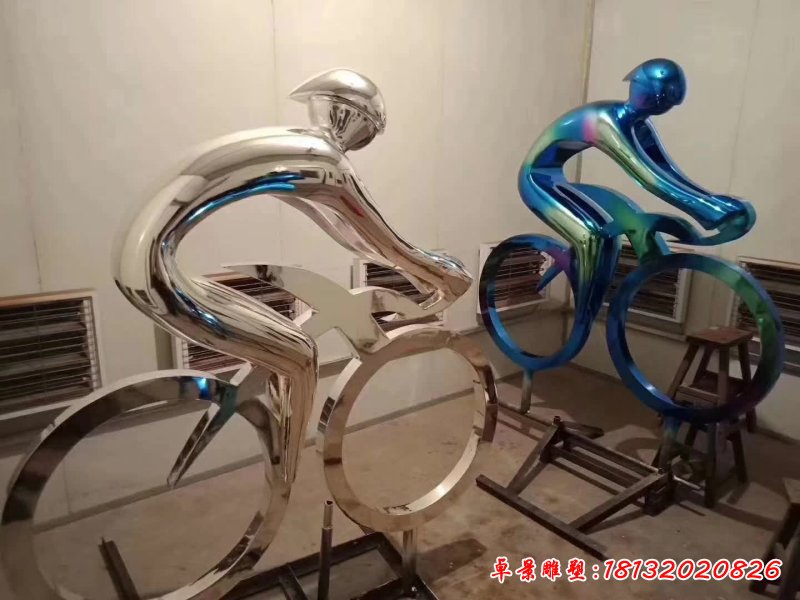 不銹鋼抽象騎單車(chē)運(yùn)動(dòng)人物雕塑