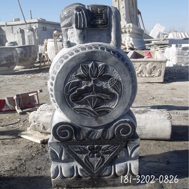 小象石雕門墩，青石門墩