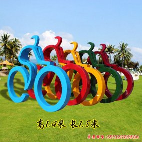 不銹鋼烤漆騎車人物抽象雕塑